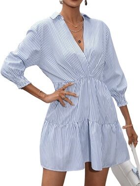 NWOT Stripe 3/4 Sleeve Collared Dress